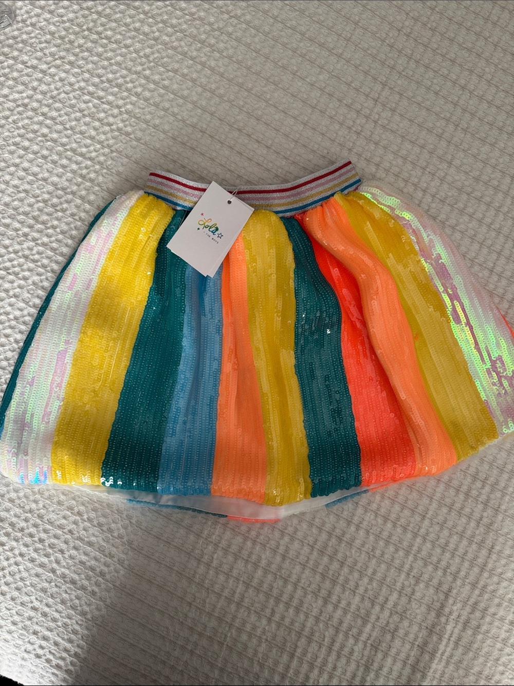 Girls Rainbow Sequin Stripe Skirt - Multicolor